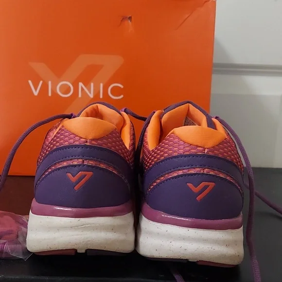 Vionic women's athletic shoes with extra laces, size 10. Purple and orange. - Picture 4 of 6